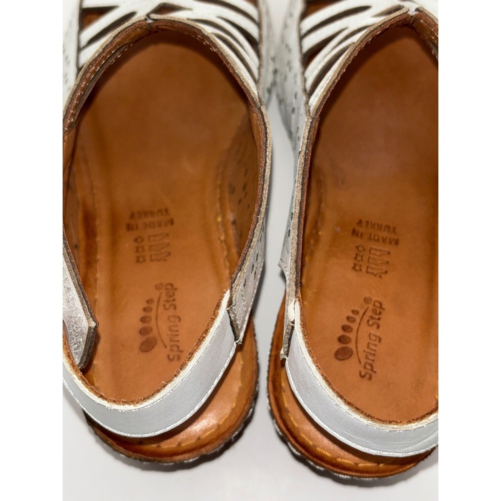 Spring Step White Leather Wedge Sandal Women's EU 38 US 7–7.5 Comfort Slingback - Picture 10 of 10